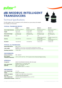 Thumbnail of document Data Sheet - dBi Modbus - Ultrasonic Intelligent Transducer